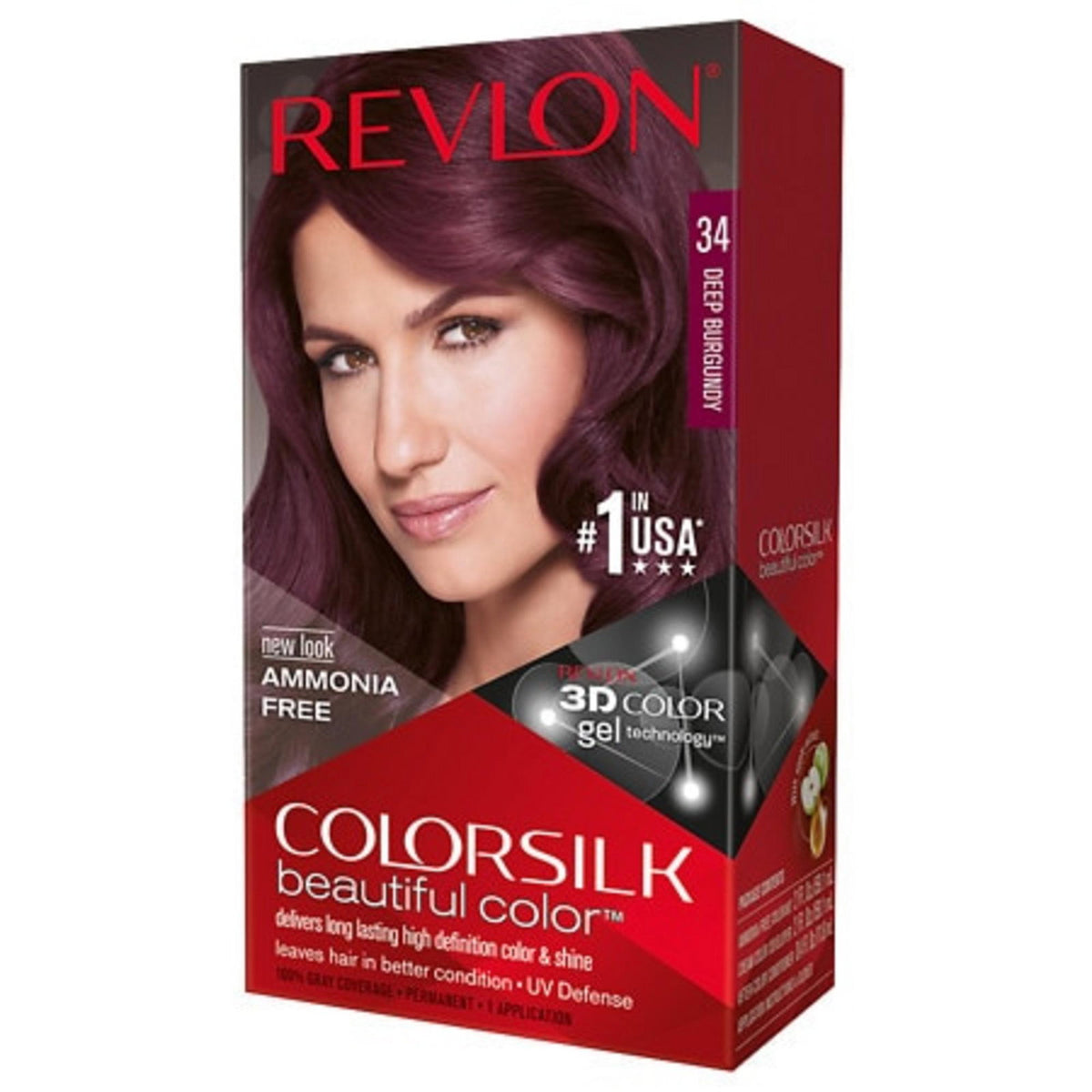 Revlon, Colorsilk, Permanent Hair Dye, 34 Burgundy, 130 ml