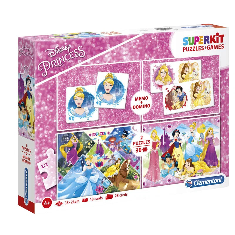 Clementoni SuperKit Disney Princess Conjunto de puzles y juegos - 28 piezas