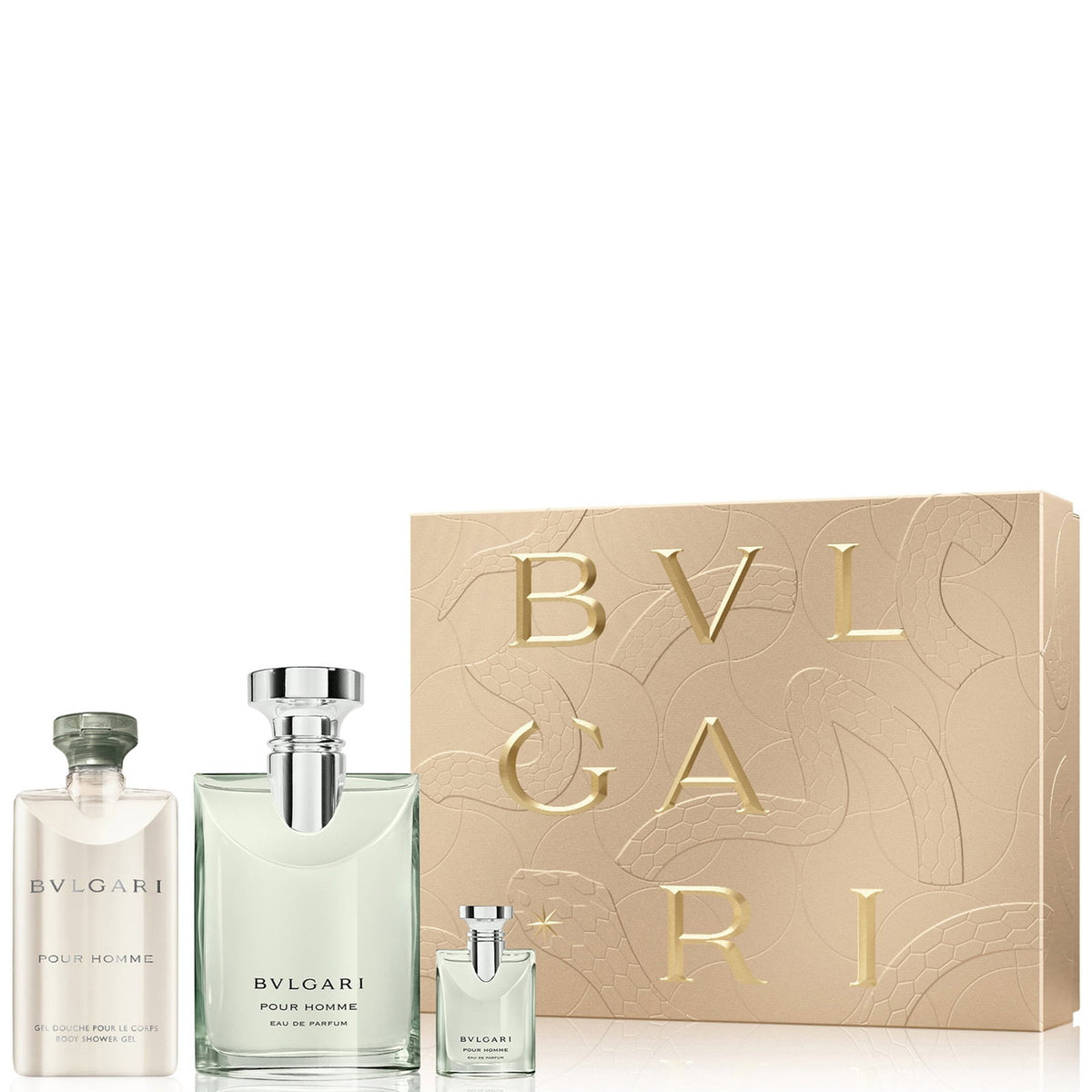 Set Bvlgari: Pour Homme, Eau De Parfum, For Men, 100 ml + Pour Homme, Eau De Parfum, For Men, 5 ml *Miniature + Pour Homme, Hydrating, Shower Gel, Body, All Skin Types, 75 ml