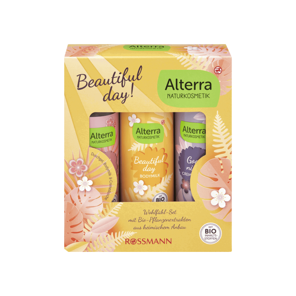 Set Rossmann: Alterra, Cleansing, Shower Gel, All Skin Types, 150 ml *Tester + Alterra, Hydrating, Shower Cream, 150 ml *Tester + Alterra, Hydrating, Body Milk, 150 ml *Tester