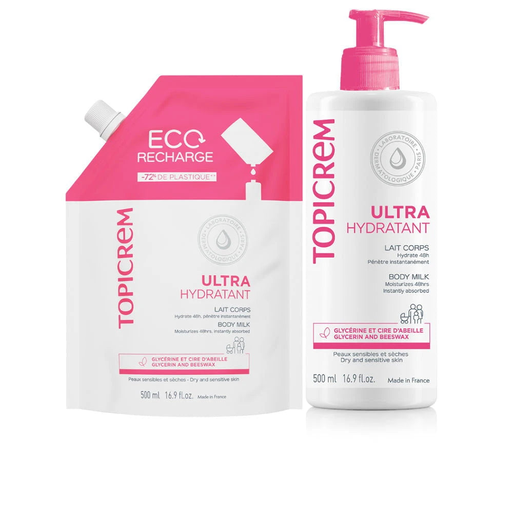 Topicrem Leche corporal ultra hidratante Set recargable