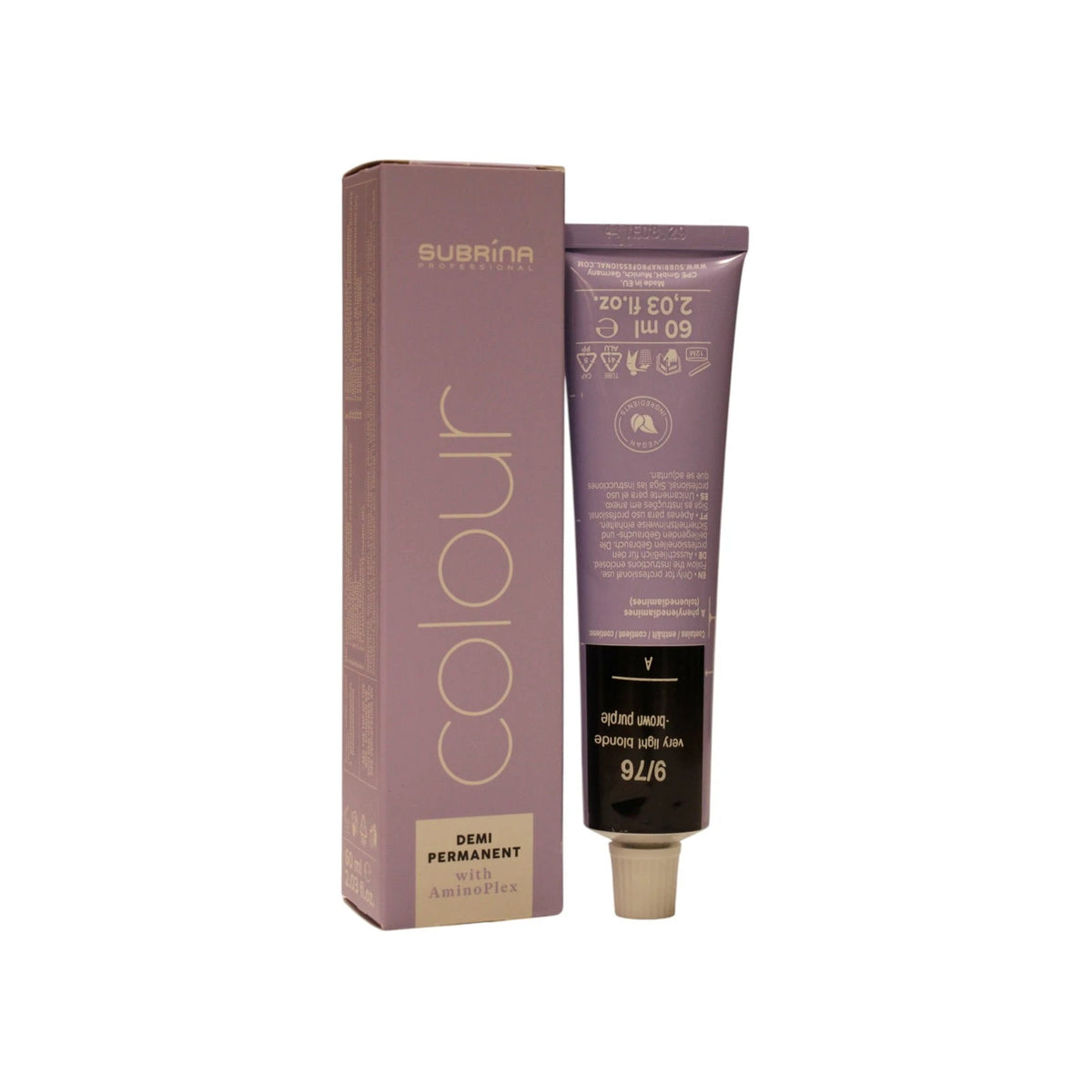 Subrina Professional Coloración Demi Permanente 9/76 Rubio Muy Claro Violeta Perlado 60 ml