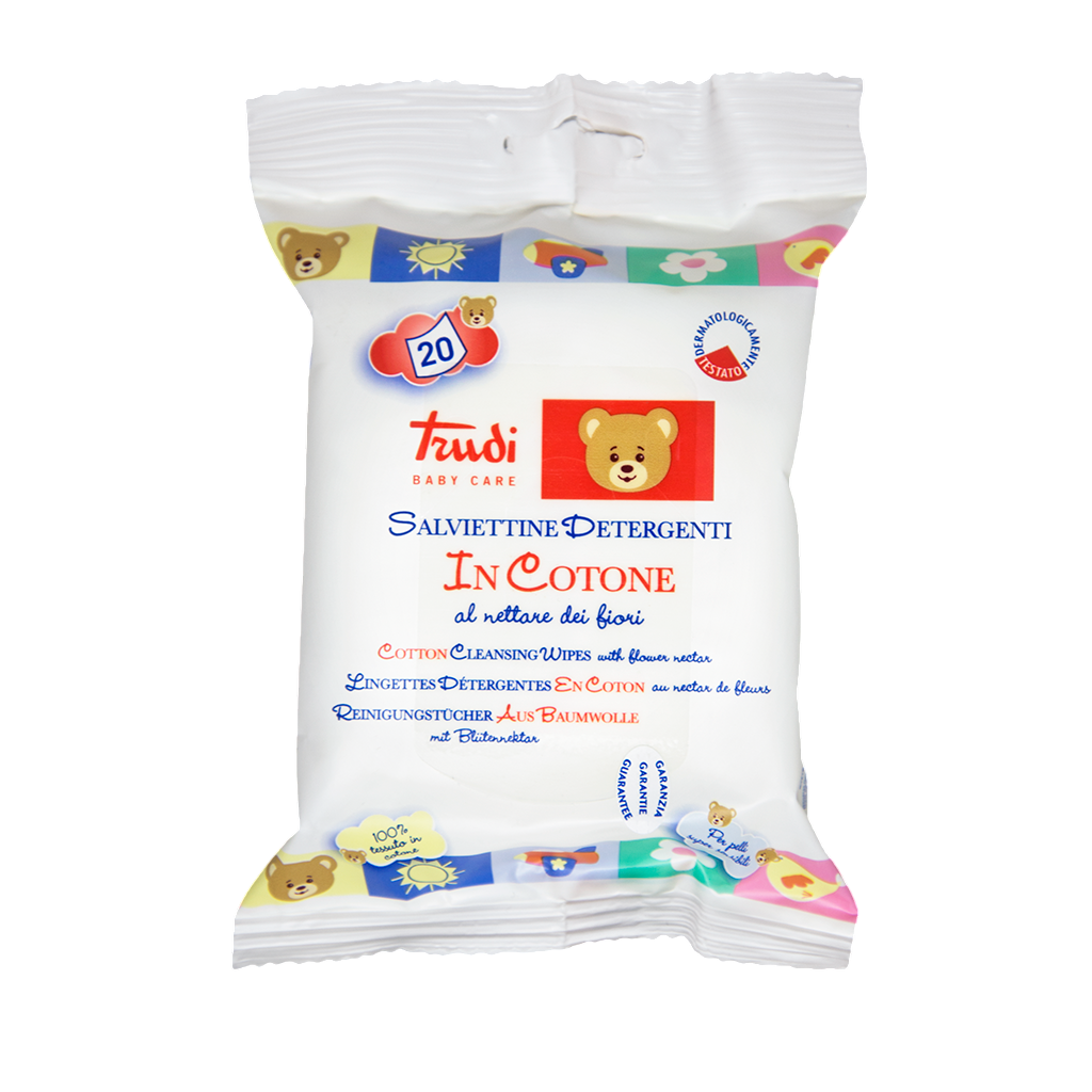 Trudi Baby Care, In Cotone, Cotton, Cleansing Wipes, 20 pcs, *Tester