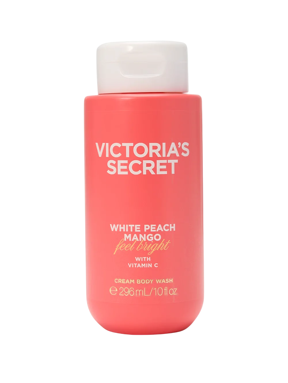 Victoria's Secret Gel de ducha cremoso Feel Bright de melocotón blanco y mango con vitamina C, 296 ml